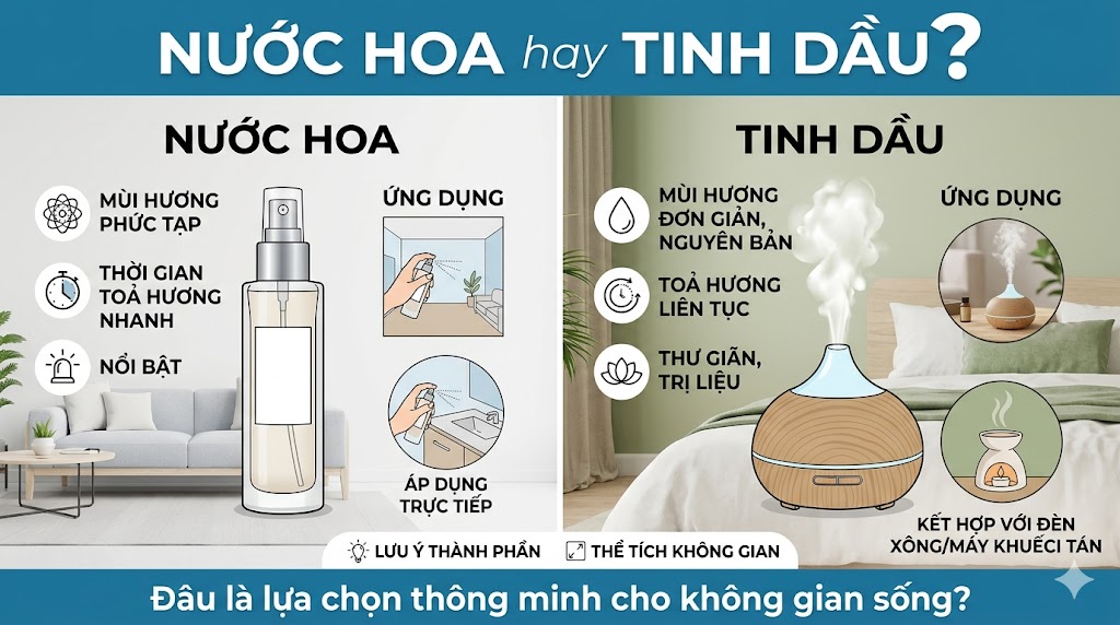 So sánh nước hoa và tinh dầu